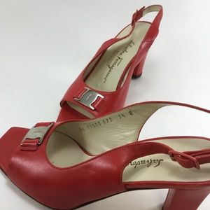 Salvatore Ferragamo Navarina red sling backs, size 5.5